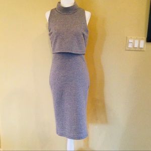 BAR III GRAY RIBBED KNIT DRESS